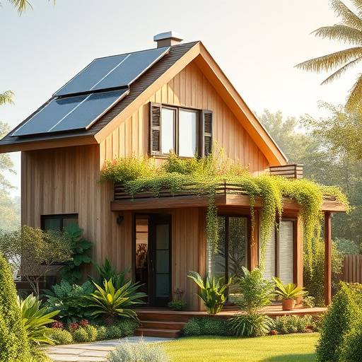 Imagen del video explicativo animado de 'Eco Hogar Sostenible', mostrando una casa con paneles solares y jardines verticales.